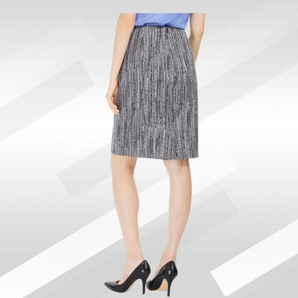 2/$30 Anne Klein Blue Tweed Textured Pencil Skirt Size 8 - Picture 2 of 9